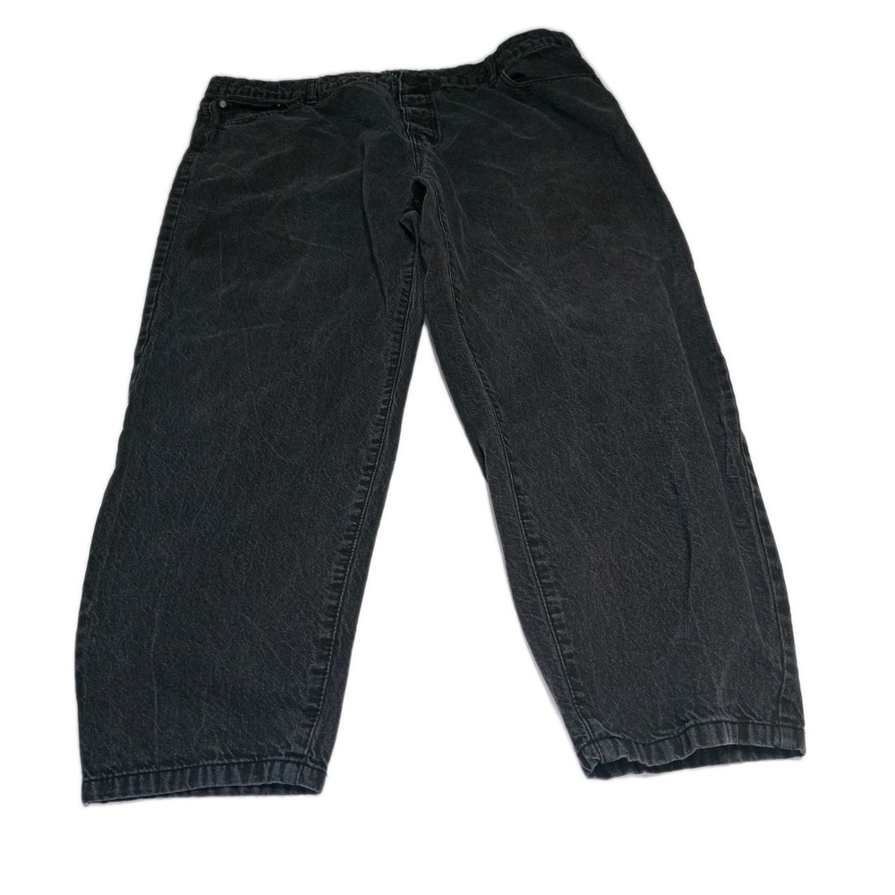 BoohooMAN Men's Black Baggy Jeans Size 46 Relaxed Fit Wide Leg Streetwear Denim
